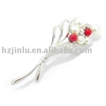 925 sterling silver jewelry, fashion lady brooch with bead (X010010)
