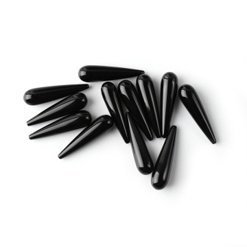 Black agate semi precious Gemstone Long Drop Teardrop