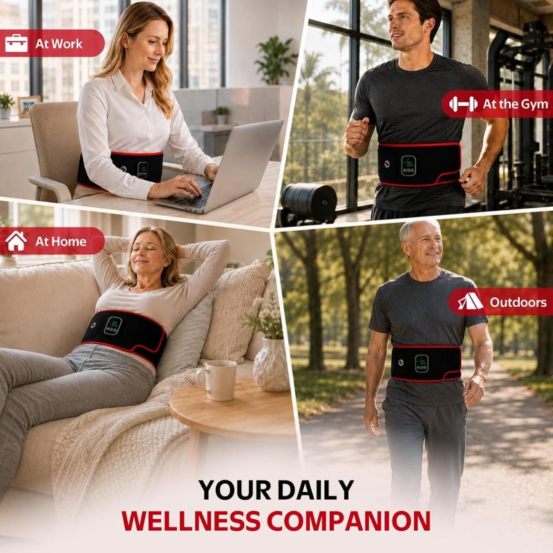 Red Light Therapy Belt for Body, Heat & Vibration Cordless Back Massager