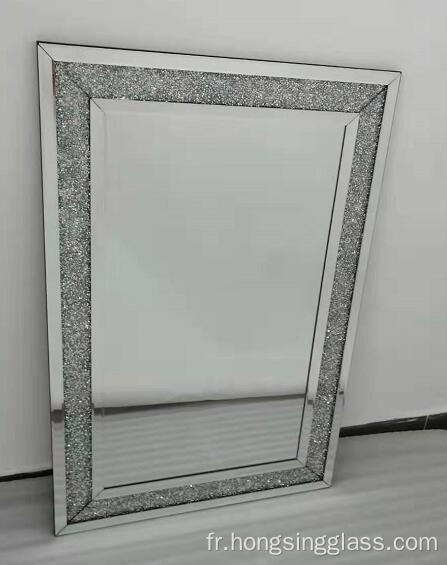 Miroir transparent rectangulaire en diamant en cristaux miroir MDF