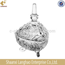 Clear Footed Glass Jar With Glass Lid