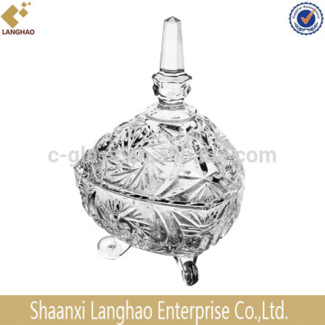 Clear Footed Glass Jar With Glass Lid