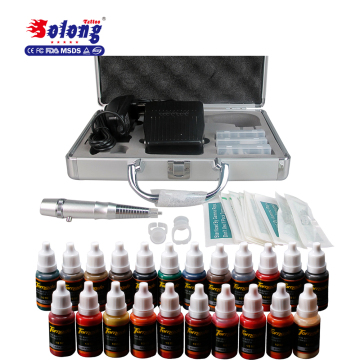 Solong tattoo permanent makeup eyebrow eyeline lip tattoo machine kit with eyebrow ink