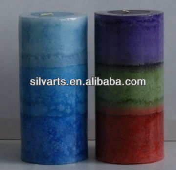 layered color pillar candle