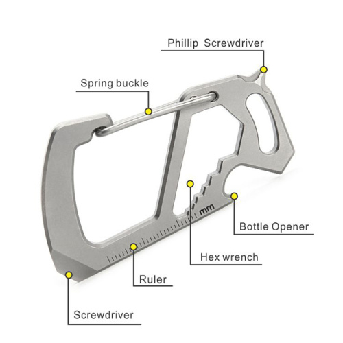 6 en 1 EDC Multifonctionnel Keychain Titanium Carabiner