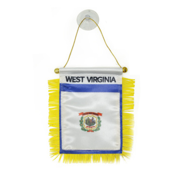 Custom Sublimation Satin West Virginia Pennants for Personalized Car Mirror Flags