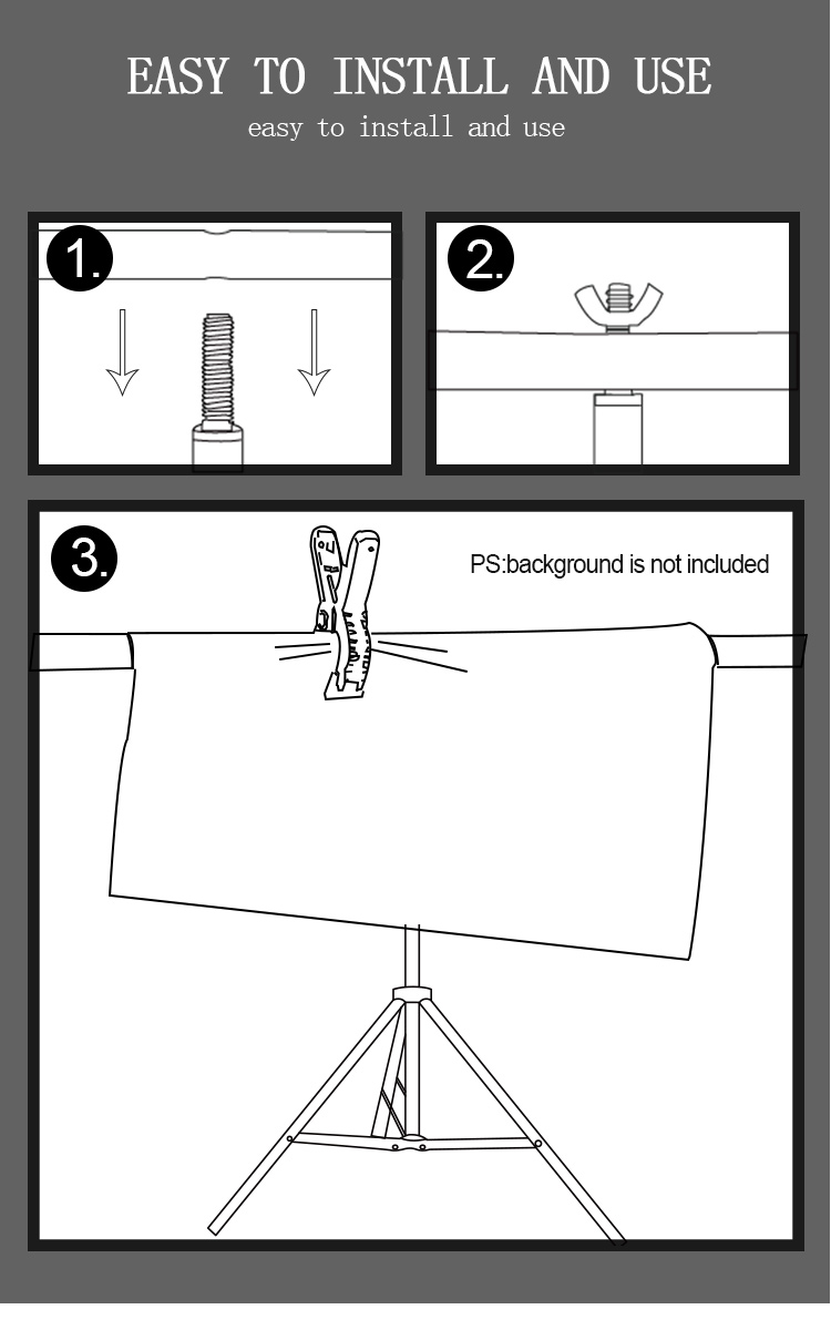 Stojak w kształcie litery T 2x2 m/6.5ft x 6.5ft przenośny stojak na tło do zdjęć z 4 zaciskami sprężynowymi do fotografii Studio wideo