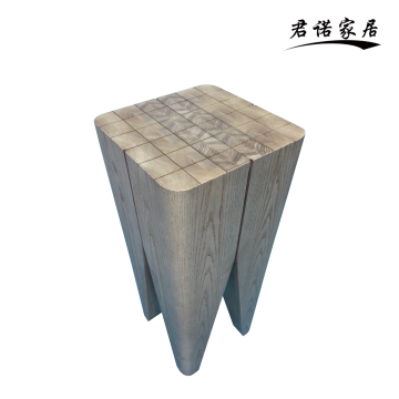 Minimalist Geometric Ash Wood Side Table