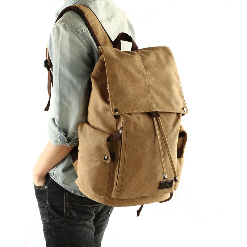 Large leisure outdoor business hiking bags backpacks carry on travel computer vintage canvas backpack