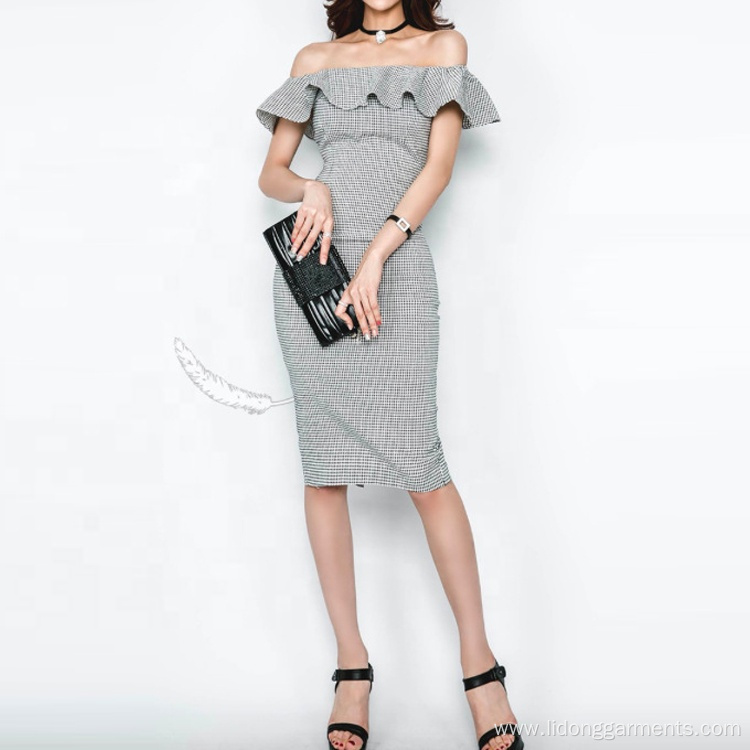 Off Shoulder Ruffle Slim Club Party Dresses Women