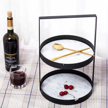 Functional White Marble 2-Tier Serving Tray: In-Stock Platters and Serving Dishes