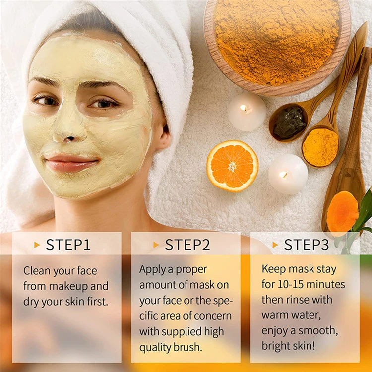 Natural Skin Brightening Anti-Acne Turmeric Vitamin C Clay Facial Mask