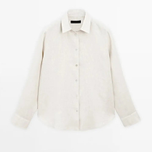 Women's temperament simple pure linen shirt
