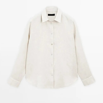 Women's temperament simple pure linen shirt