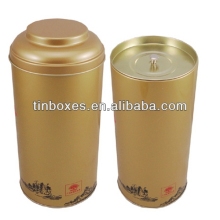 round gold tea tin box