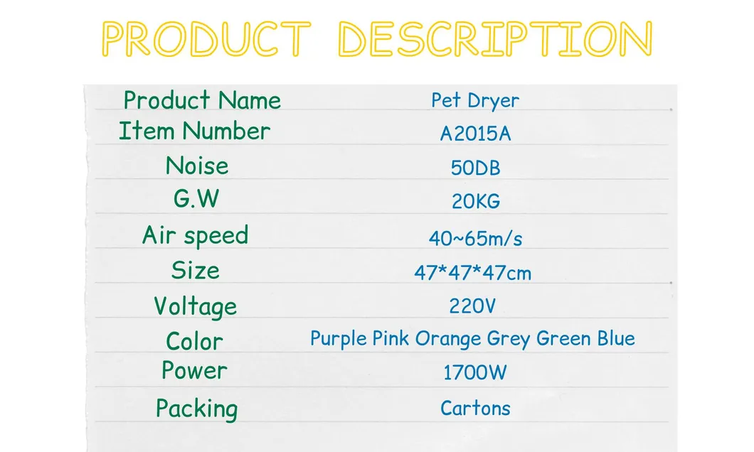 A2015A 2800W Quality Brush-Less Pet Grooming Professional Dog Hair Dryer