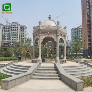 Factory Direct Grey Granite Carving Stone Gazebo