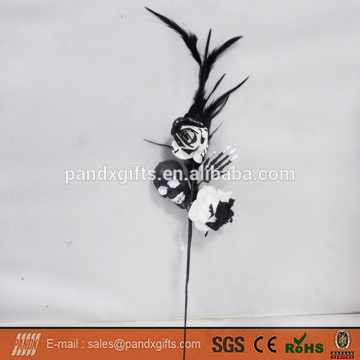 Black Feather Flower Branch For Halloween Indoor Decoration