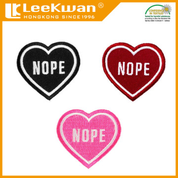 Embroidery Iron-on Nope Heart Patch,Custom Design Iron-on Nope Heart Badge Appliques