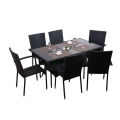 7pc steel rattan dining set