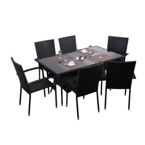 7pc steel rattan dining set