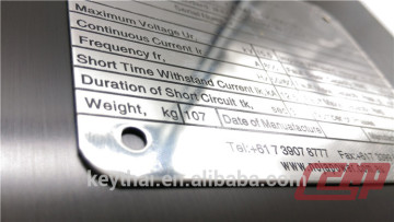 Machinery&equipment Date nameplate and metal sus instructional label