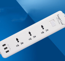Office Universal Extension Board: 3 Outlet Power Strip with USB Ports