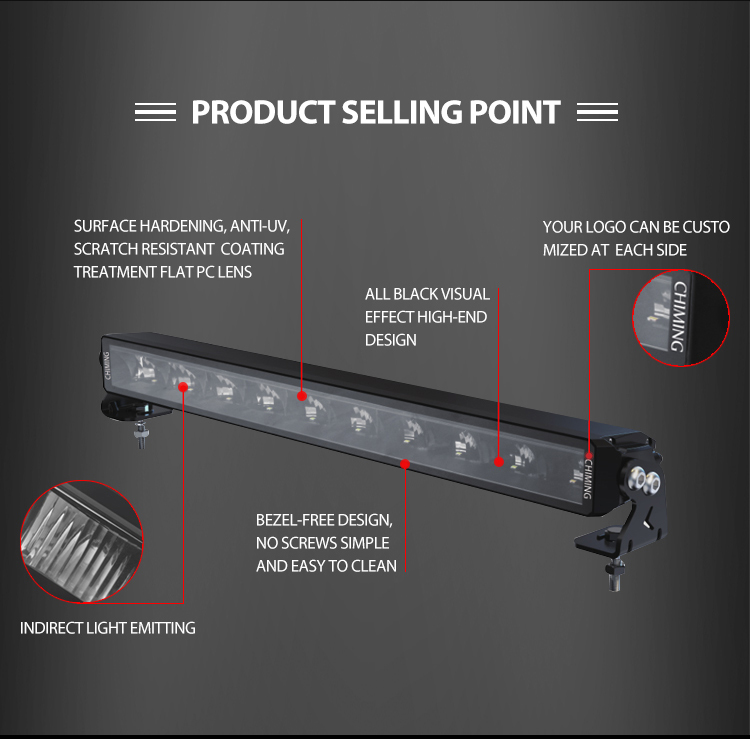 52" Ny innovation kantlös design enkelrads ljusstång med positionsljus, offroad truck ATV UTV LED-ljusstång