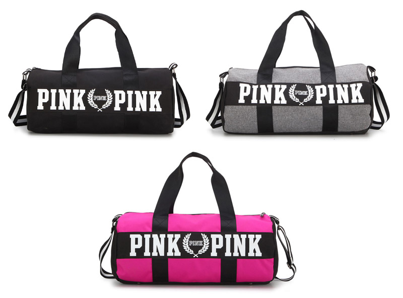 Women Travel Overnight Pink Duffle Bag Sport Duffle Ladies Weekender Traveling Bags With Logo Custom