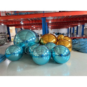 Inflatable Disco Mirror Ball: Colorful Shiny Balloons Decor (Golden/Blue)