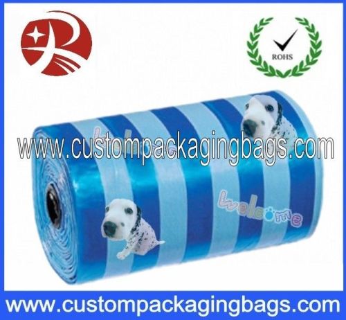 Custom Blue Ldpe / Corn Starch Biodegradable Dog Poop Bags With Roll