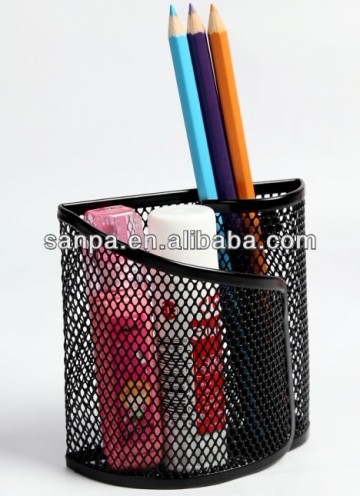 Metal Mesh Magnetic Desk Pen Pencil Case with Compartments Pen Stand