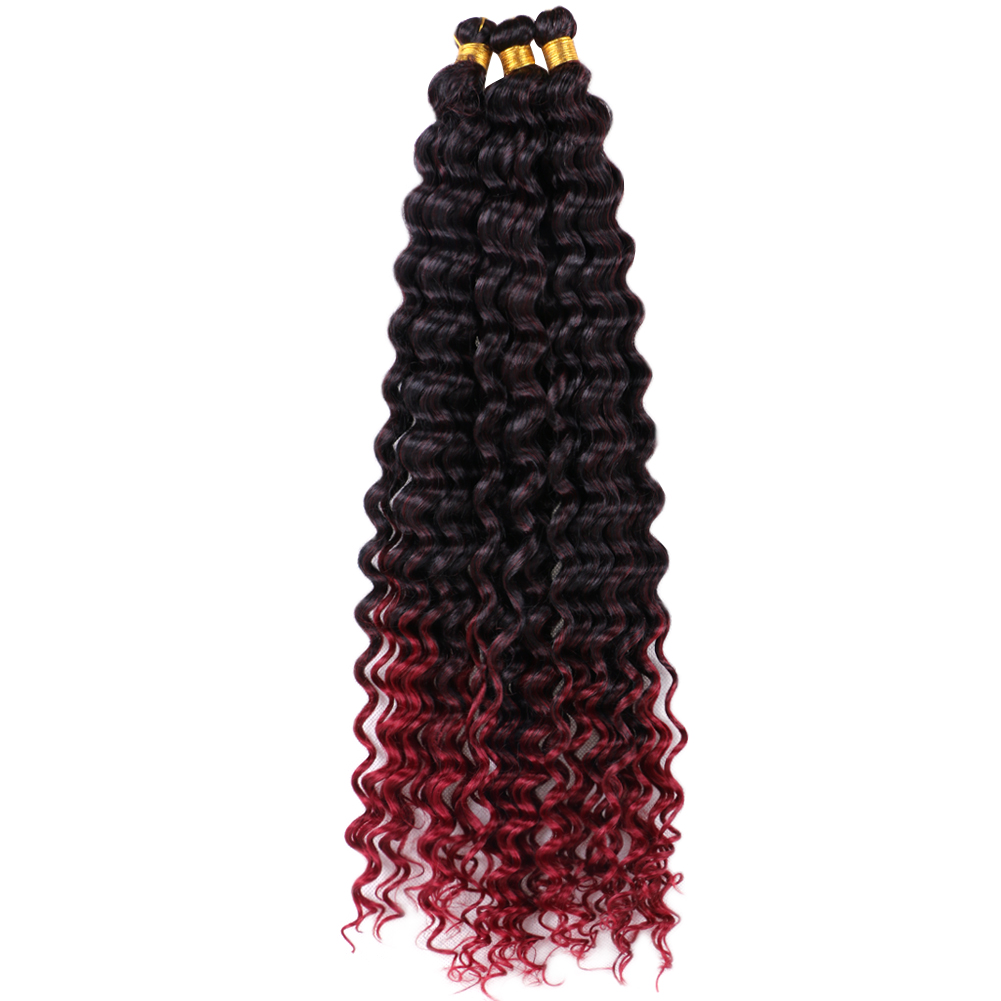 Deep Wave Ombre Color Crochet Braids 22inch Curly Synthetic Braiding Hair Extensions  deep twist Hair
