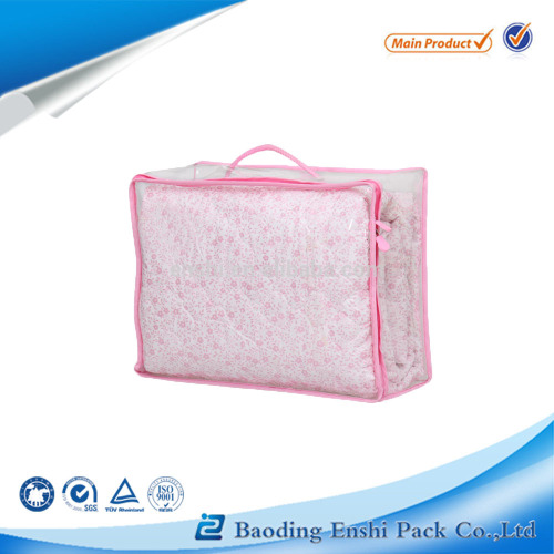 clear pvc hand bag for packaging blankets, quilts