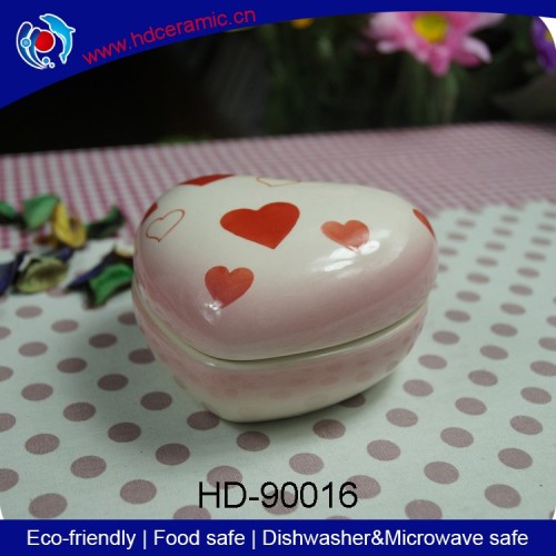 Fancy&heart shaped ceramic candy box,ceramic jewelry box,wedding or Valentine's day gitfs