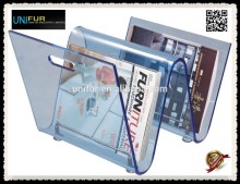 Modern designer transparent acrylic magazine rack with many different colors