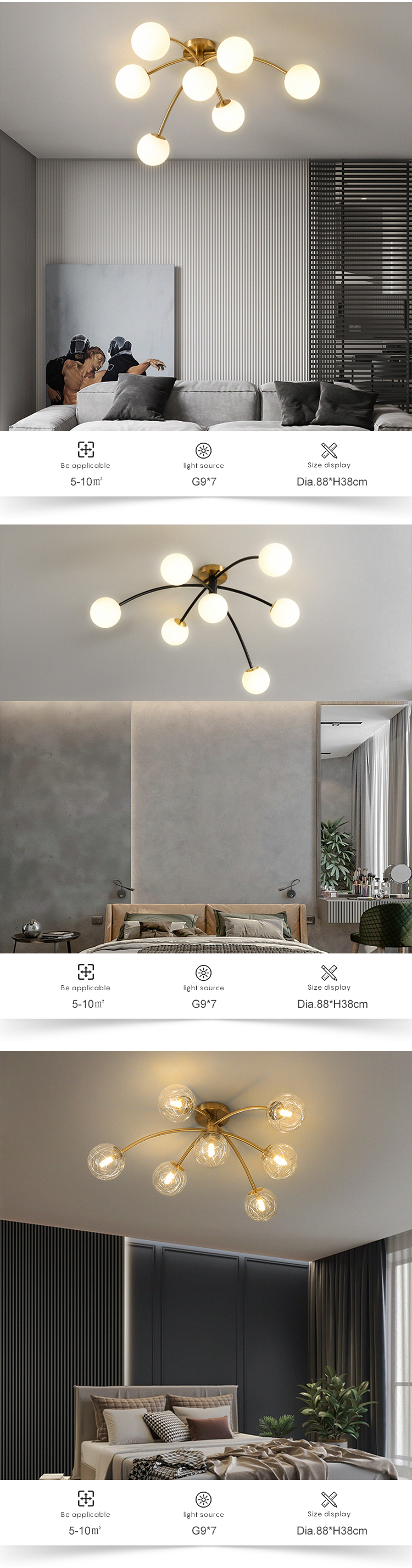 Vintage brass glass ball fixture fancy dome house children bedroom led ceiling light