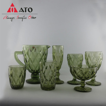 8.5 OZ Crystal Green Dinnerware Wine Glass Set