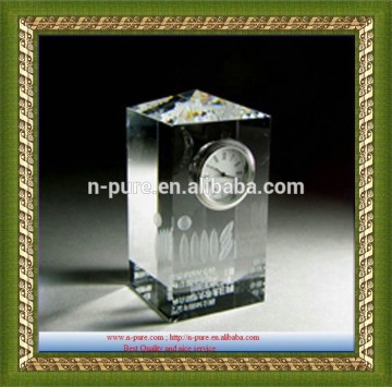 Wholesale New Year gift Crystal Clock 3d laser carving Crystal Clock