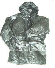 Patchwork leather winter coat