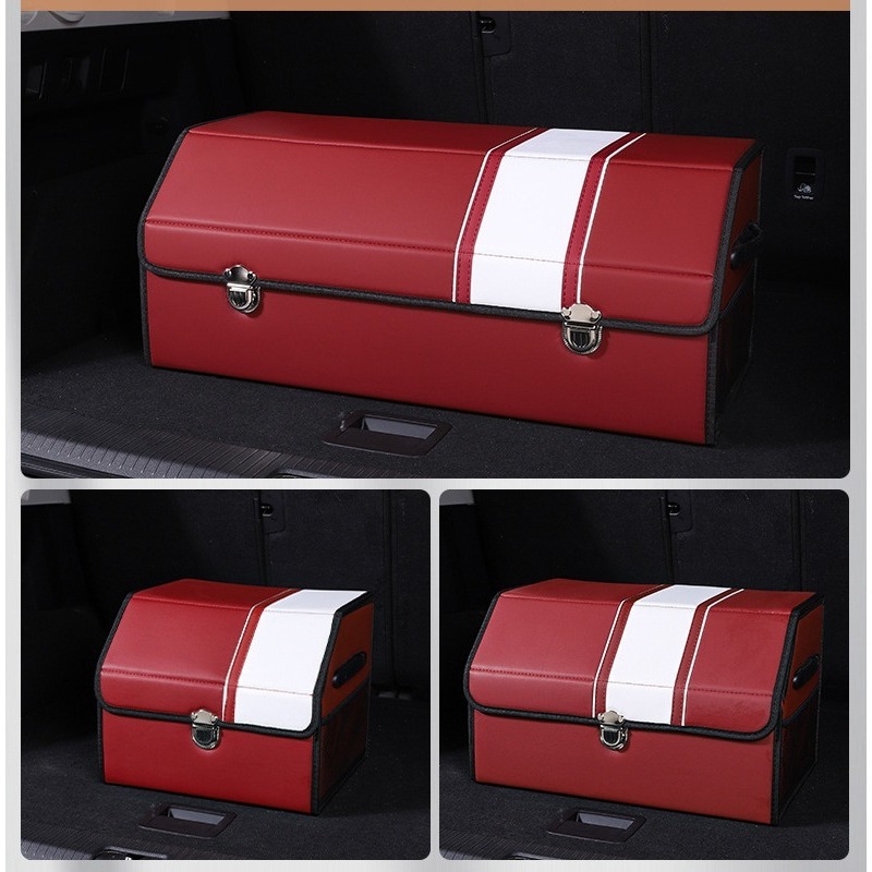 Waterproof Leather Foldable Car Trunk Storage Box Large Capacity Car Organizer