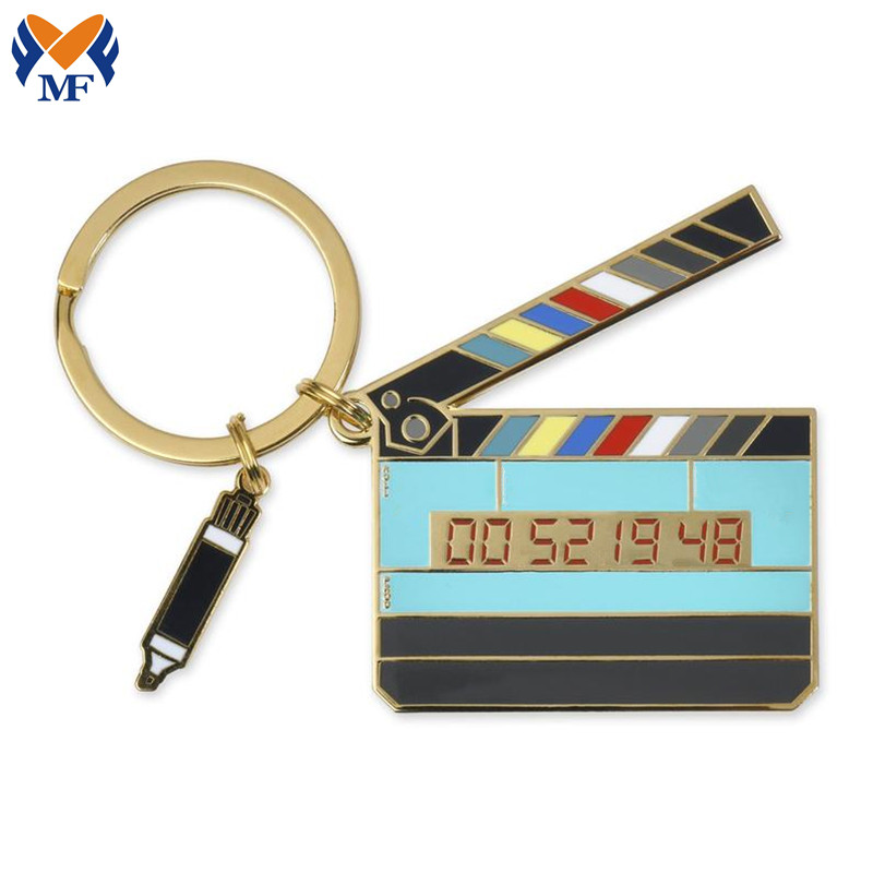 Metal Aangepaste email Filmfilm Slate Keychain