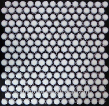 wholesale price white color gradient penny round ceramic mosiac tile