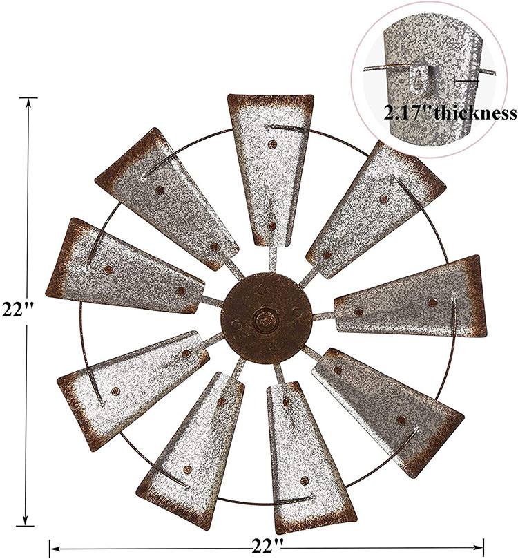 농가 아연 도금 풍차 조각