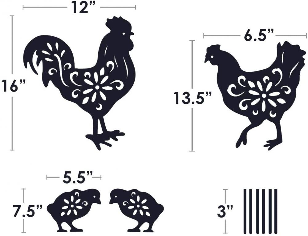 Metal Rooster Decorative Garden Stakes