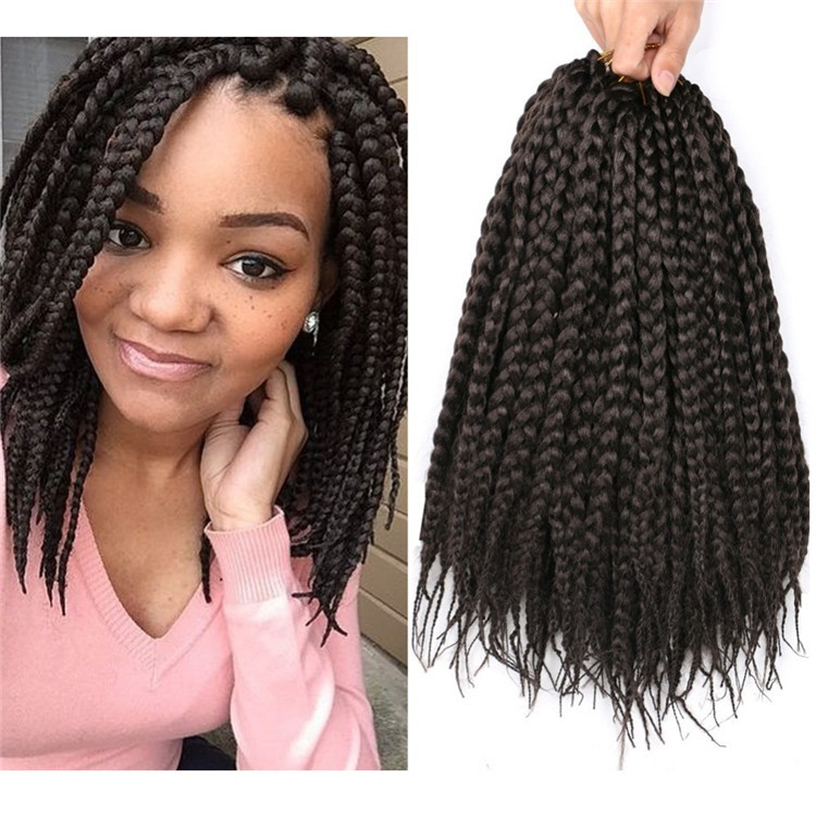 Protective Style Thick 3X Box Braids Pre Loop Crochet Braiding Hair Extension 14inch 18inch 22inch Medium braids