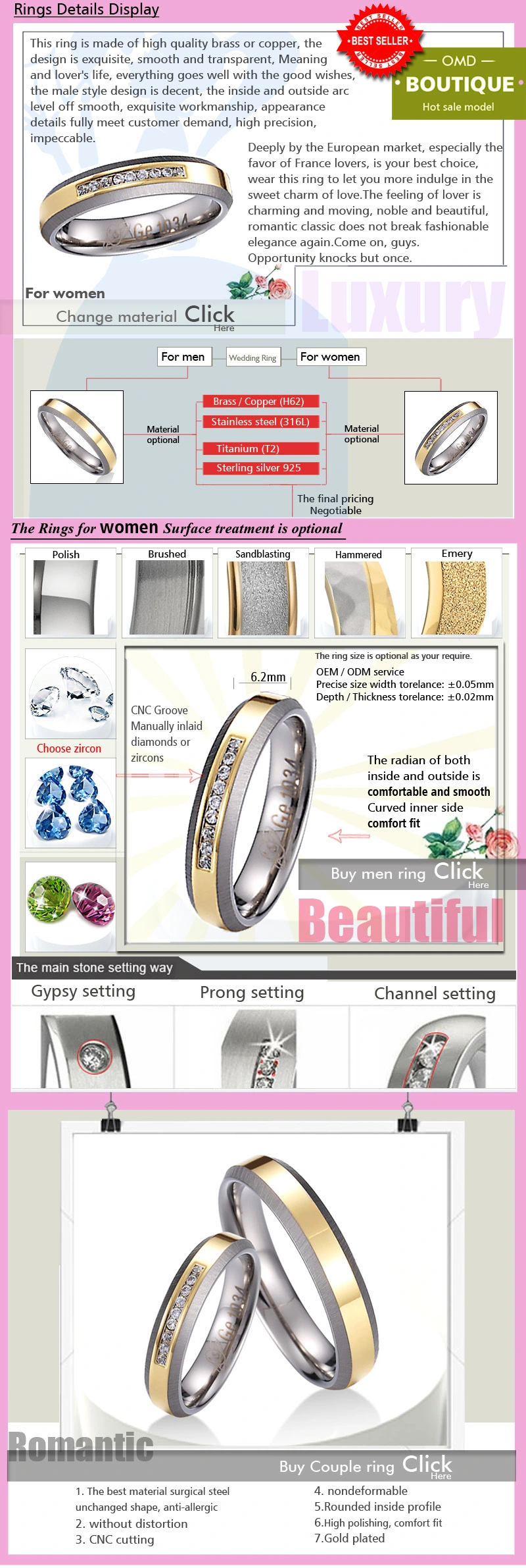 China Fashion Titanium Rings Jewelry Wholesale