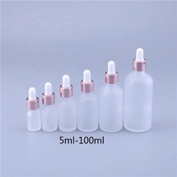 Rose Gold Frosted Pink Cosmetic Essential Oil Serum Glass Dropper 30 Ml Bottles