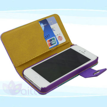 Wallet Case (PU Leather) Credit ID Card slot Holder Cover Pouch For wallet case for iphone5