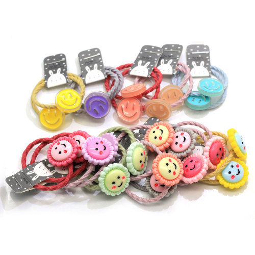 New Products Cute Hair Colorful Elastics Ponytail Holder Kawaii Smile Face Headband Hair Tie Band For Baby Toddler Girls